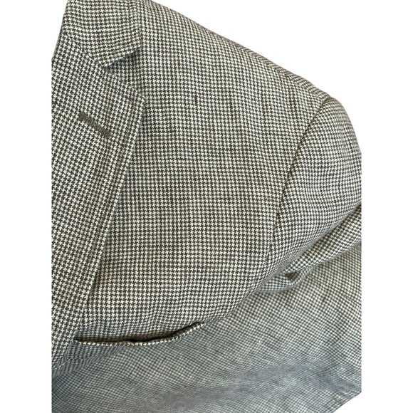 Maddison Men's Brown Houndstooth Two Button Linen Blazer Size 46 Summer Suit - Picture 4 of 7